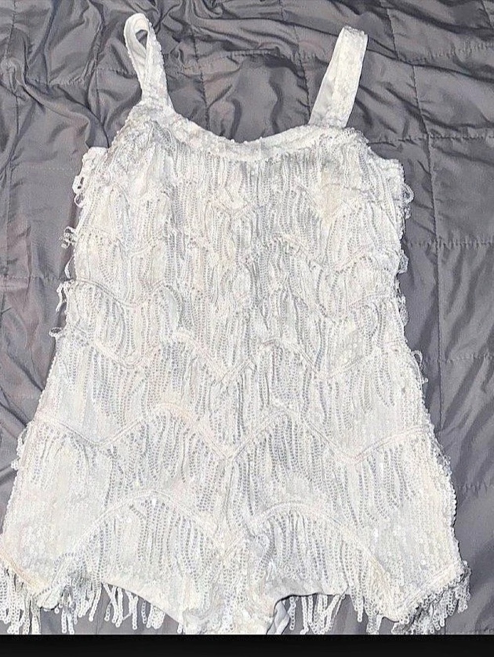 White Fringe jump suit new without tags